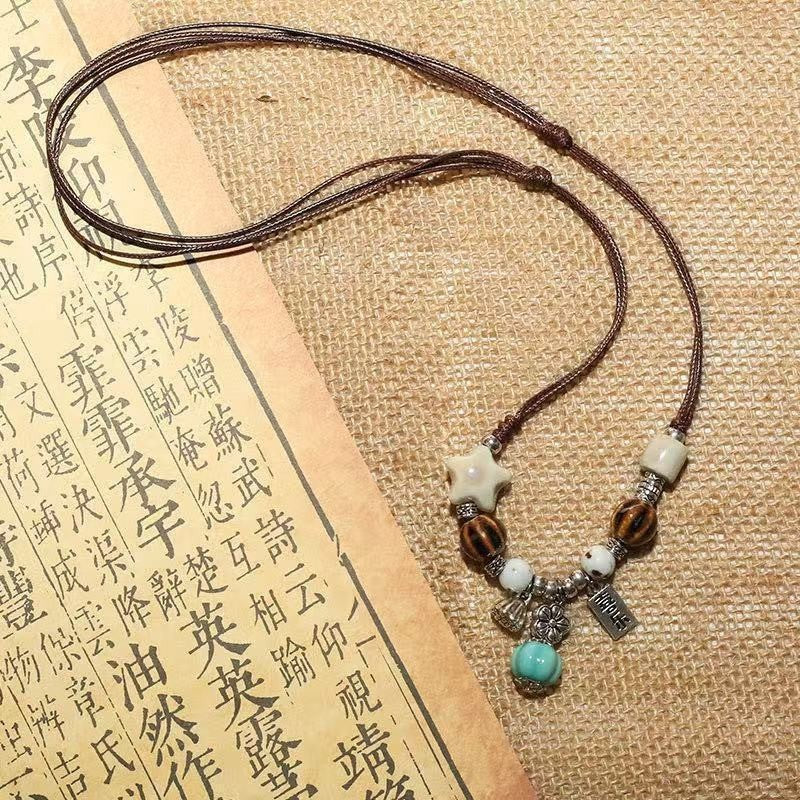 Retro Hong Kong  Ceramic Butterfly Pendant Necklace