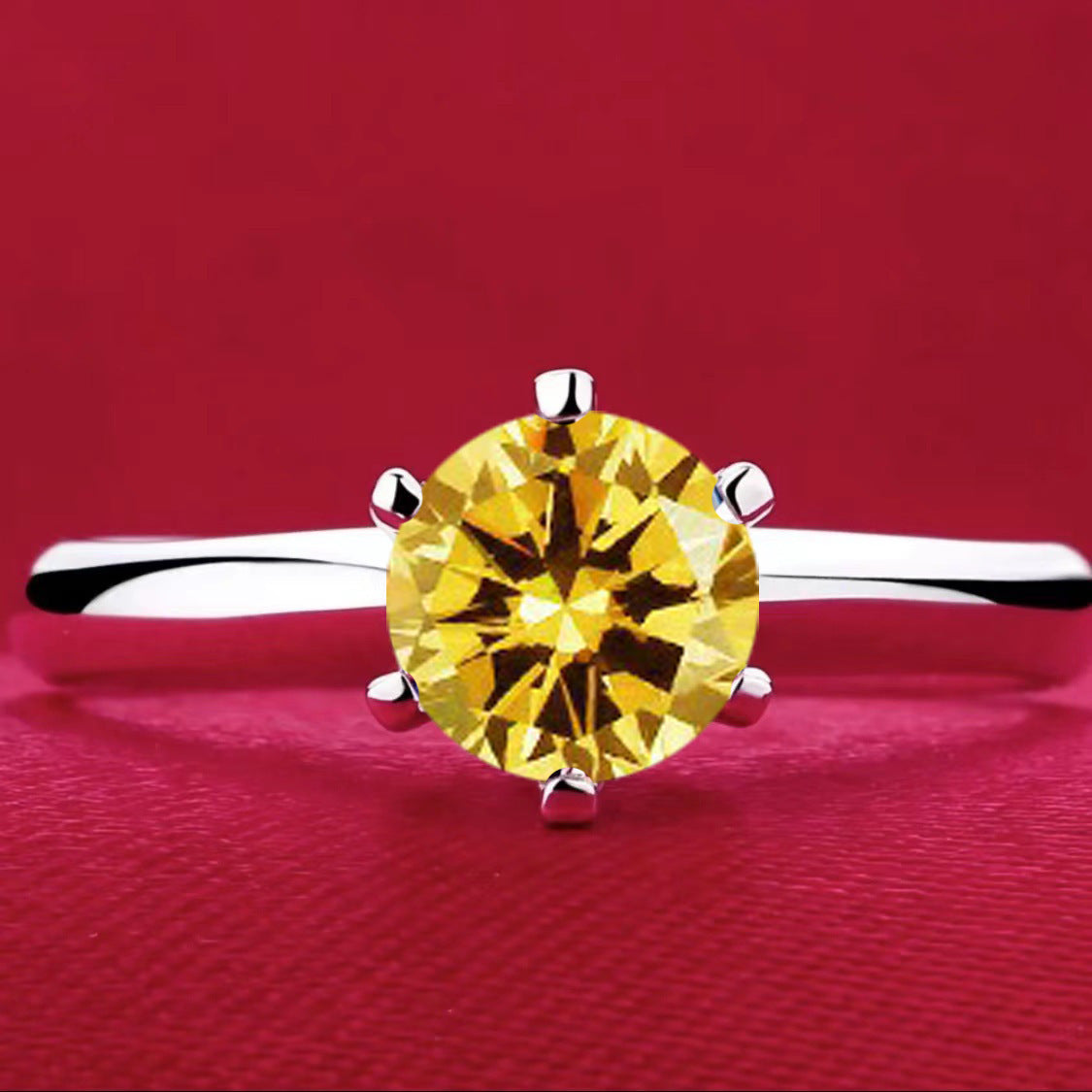 Six-claw 1 Karat Rhinestone Ring Moissanite Open Female Ring