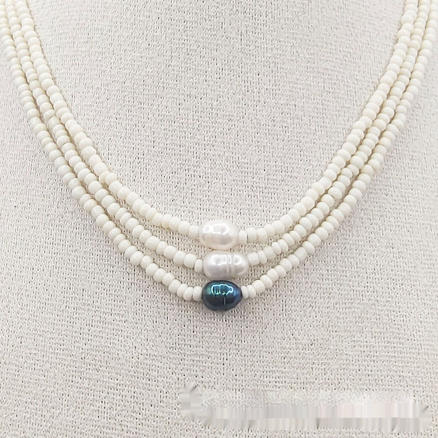 Beaded Twin Women's Pearl Necklace