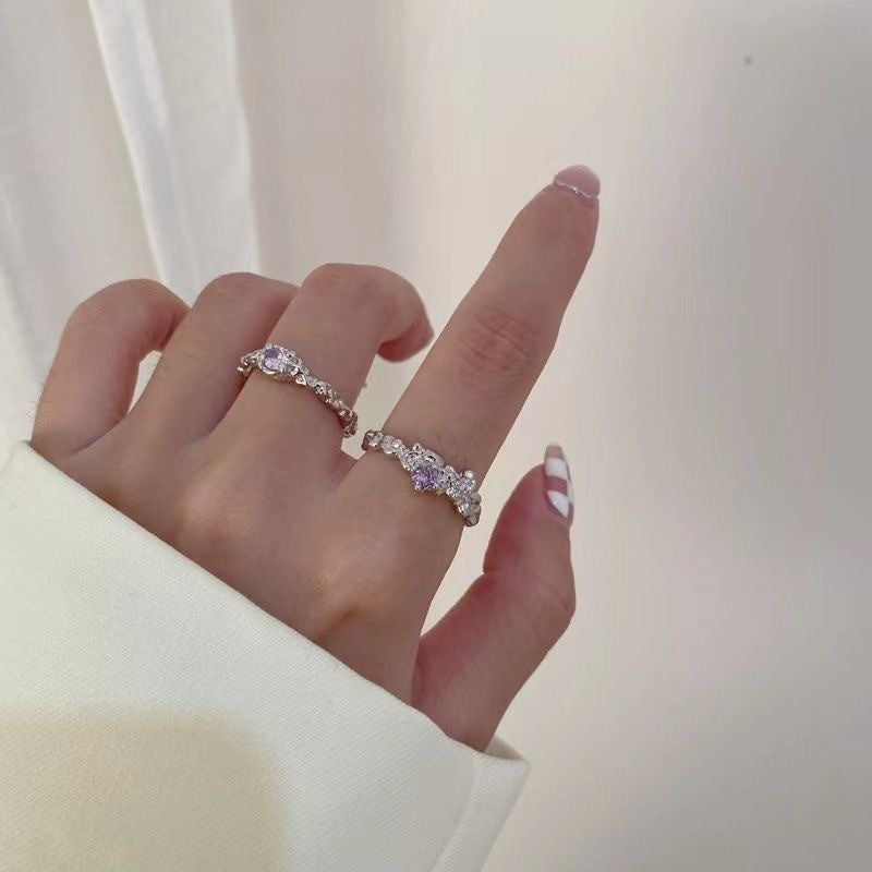Lava Purple Diamond Light Luxury Ring Female High Sense