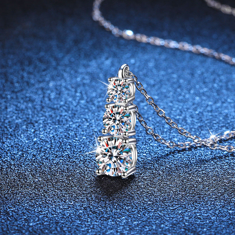Female Geometric Three-Life Stone Pendant Zircon Inlaid