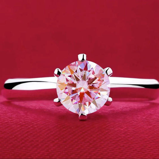 Six-claw 1 Karat Rhinestone Ring Moissanite Open Female Ring