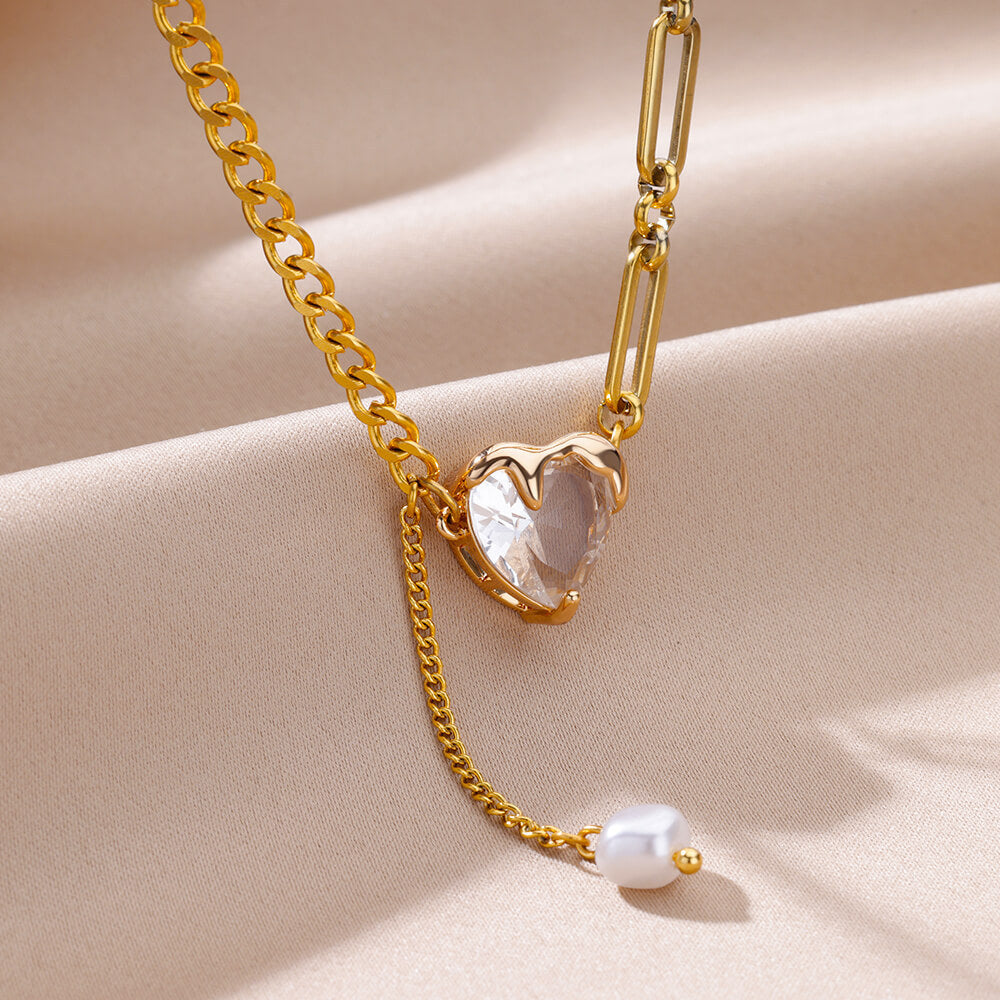 Ins Style Simple Heart-shaped Zircon Pendant Necklace
