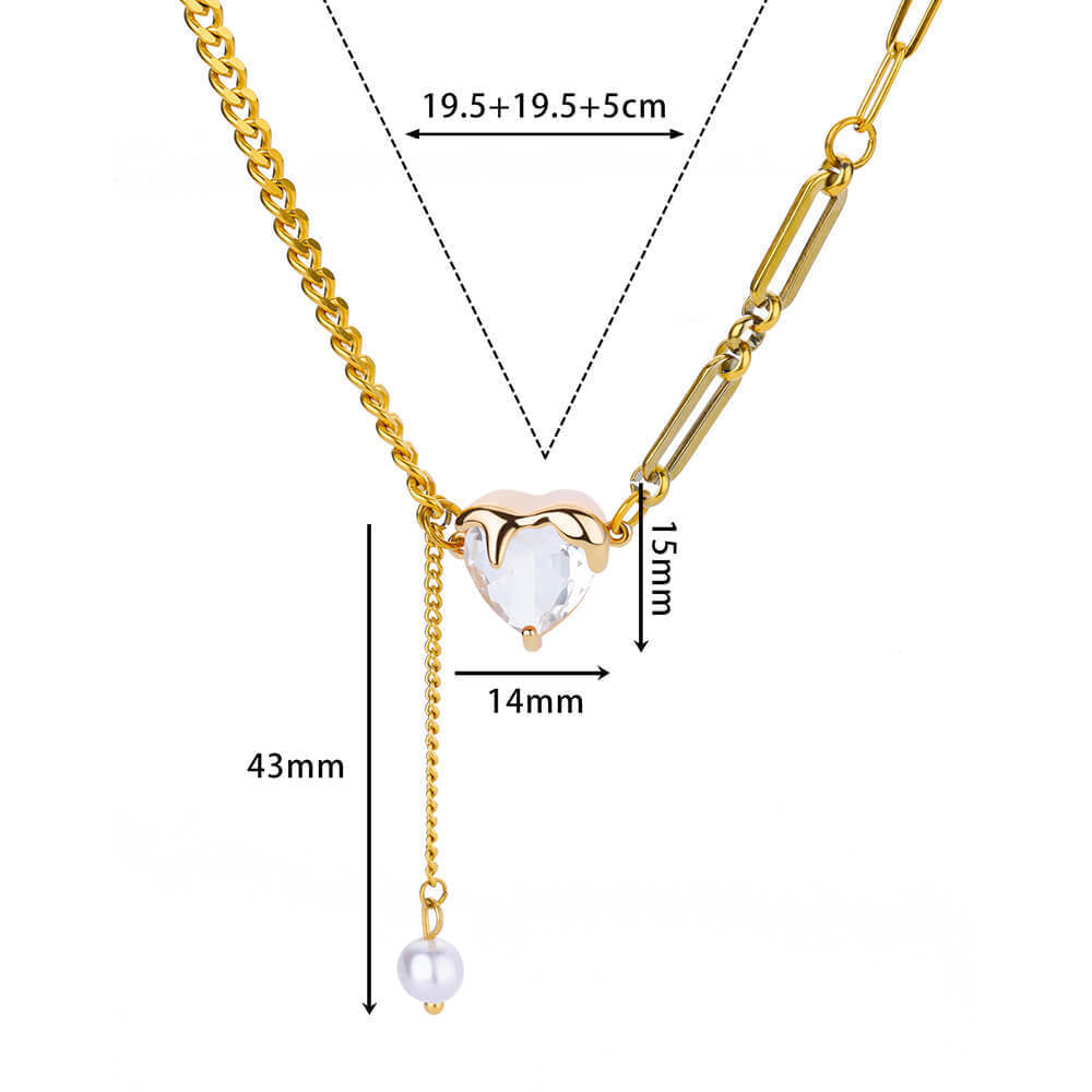 Ins Style Simple Heart-shaped Zircon Pendant Necklace